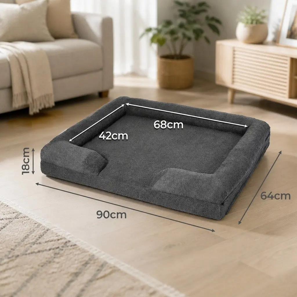 Pet Sofa Bed Orthopaedic Memory Foam Large Grey