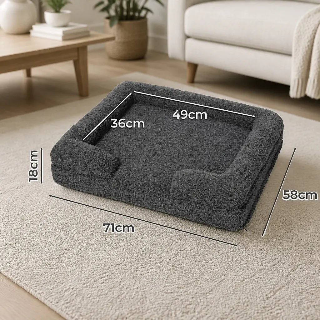 Memory Foam Pet Sofa Bed Orthopaedic Foam 71cm x 58cm Grey