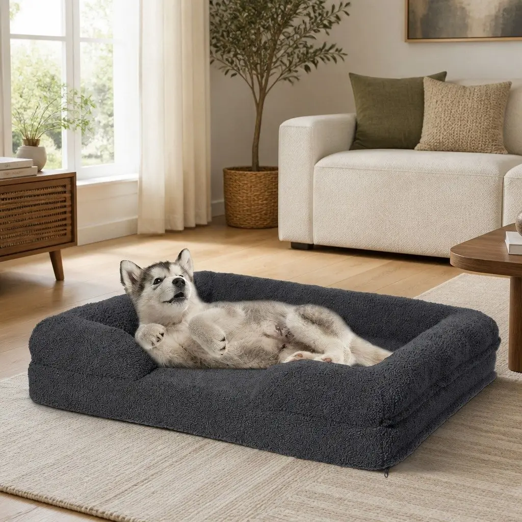 Memory Foam Pet Sofa Bed Orthopaedic Foam 71cm x 58cm Grey