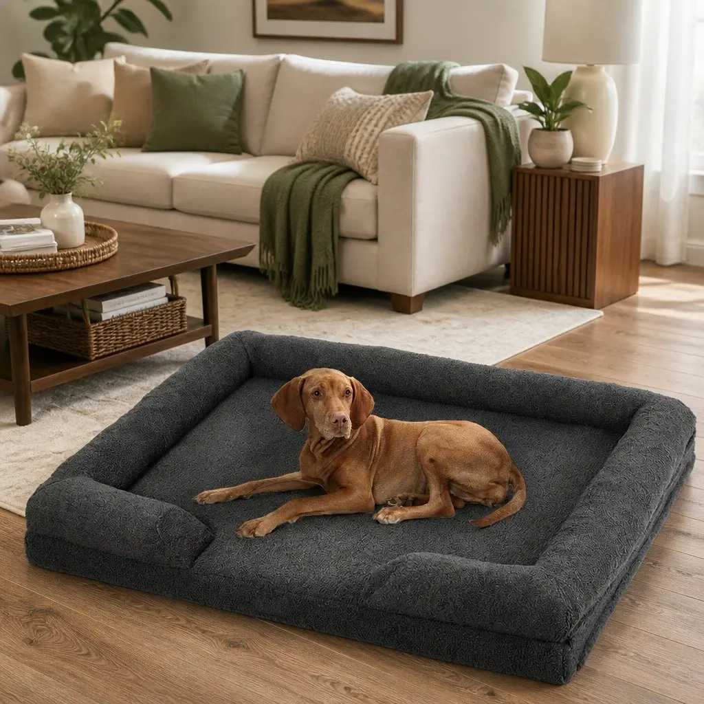 Memory Foam Pet Sofa Bed Orthopaedic Dog Cat Lounger Raised Rim Washable Cover