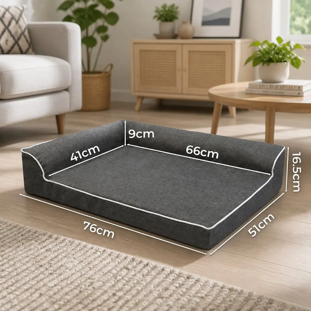 Orthopedic Dog Bed Medium Grey Memory Foam Pet Sofa Removable Washable Cover