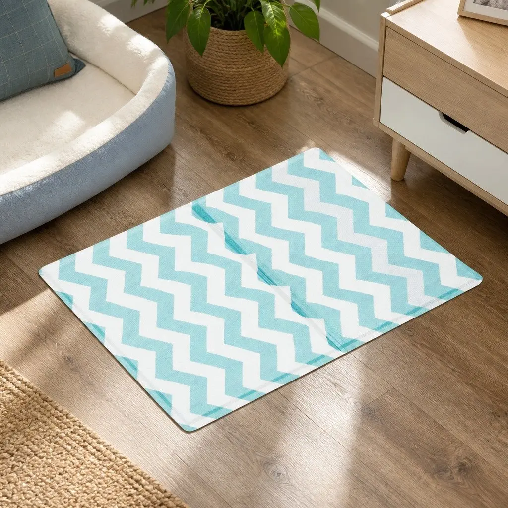 Pet Cooling Mat Blue Textured Surface Foldable Portable Soft Foam 40cm x 50cm
