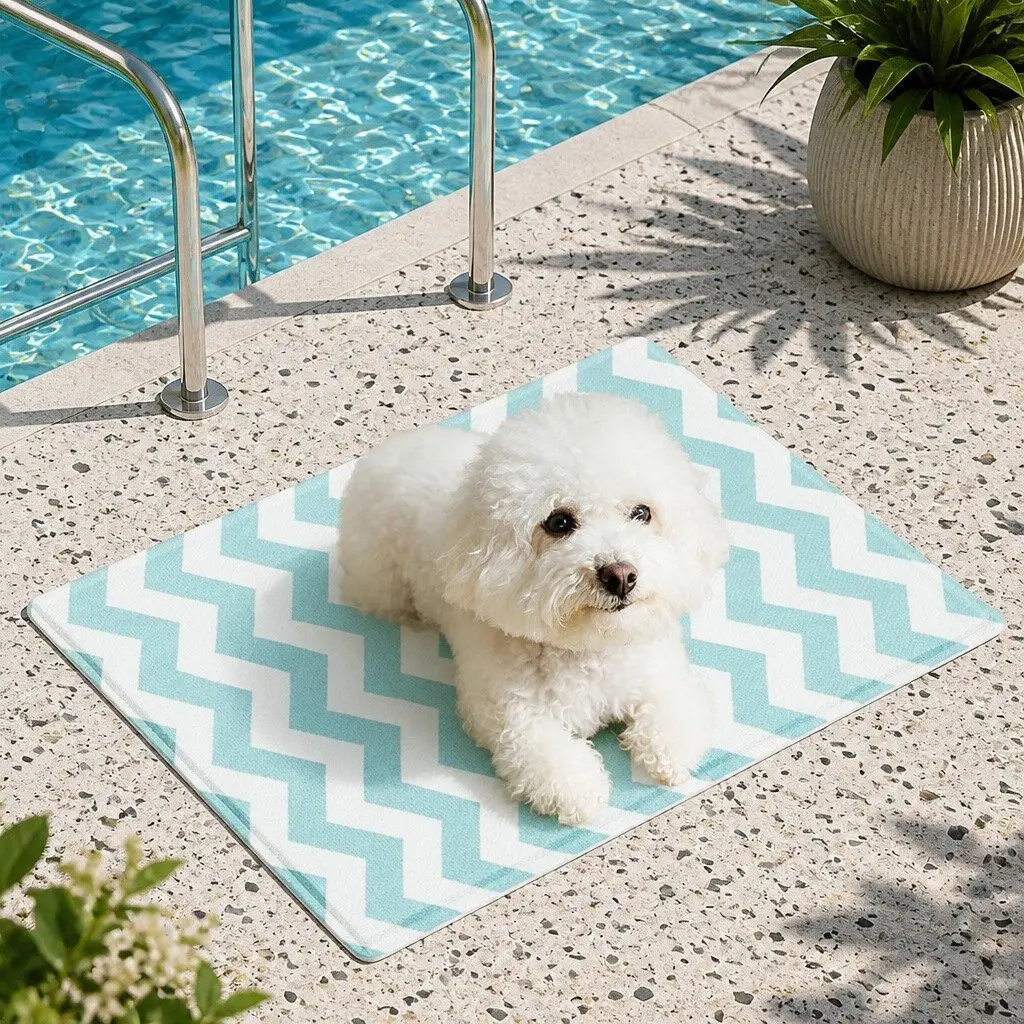 Pet Cooling Mat Blue Textured Surface Foldable Portable Soft Foam 40cm x 50cm