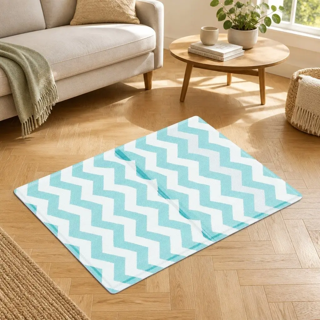 Pet Cooling Mat Blue Textured Surface Foldable Portable Soft Foam 40cm x 50cm