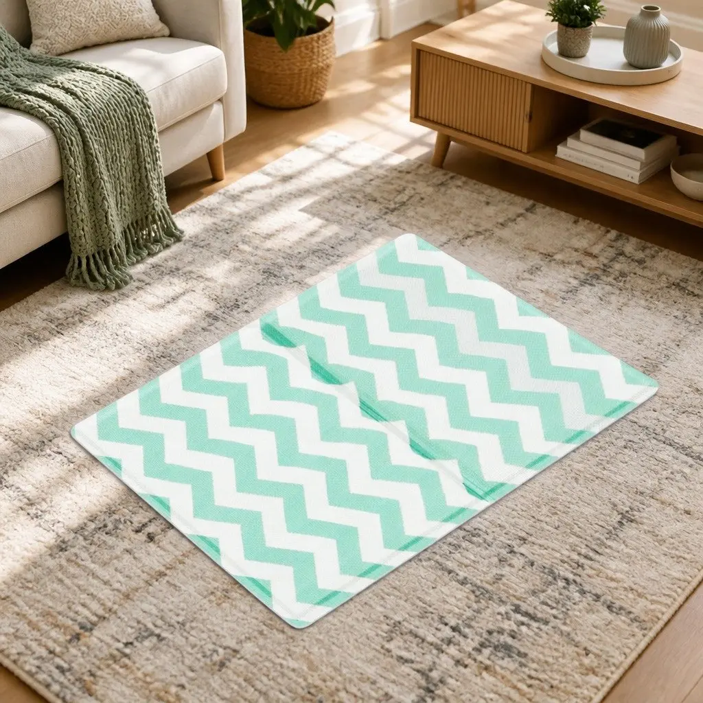 Pet Cooling Mat Small Green Textured Surface Foldable Portable