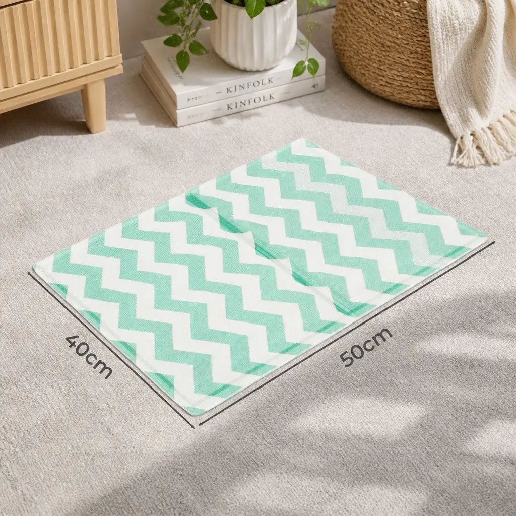 Pet Cooling Mat Small Green Textured Surface Foldable Portable