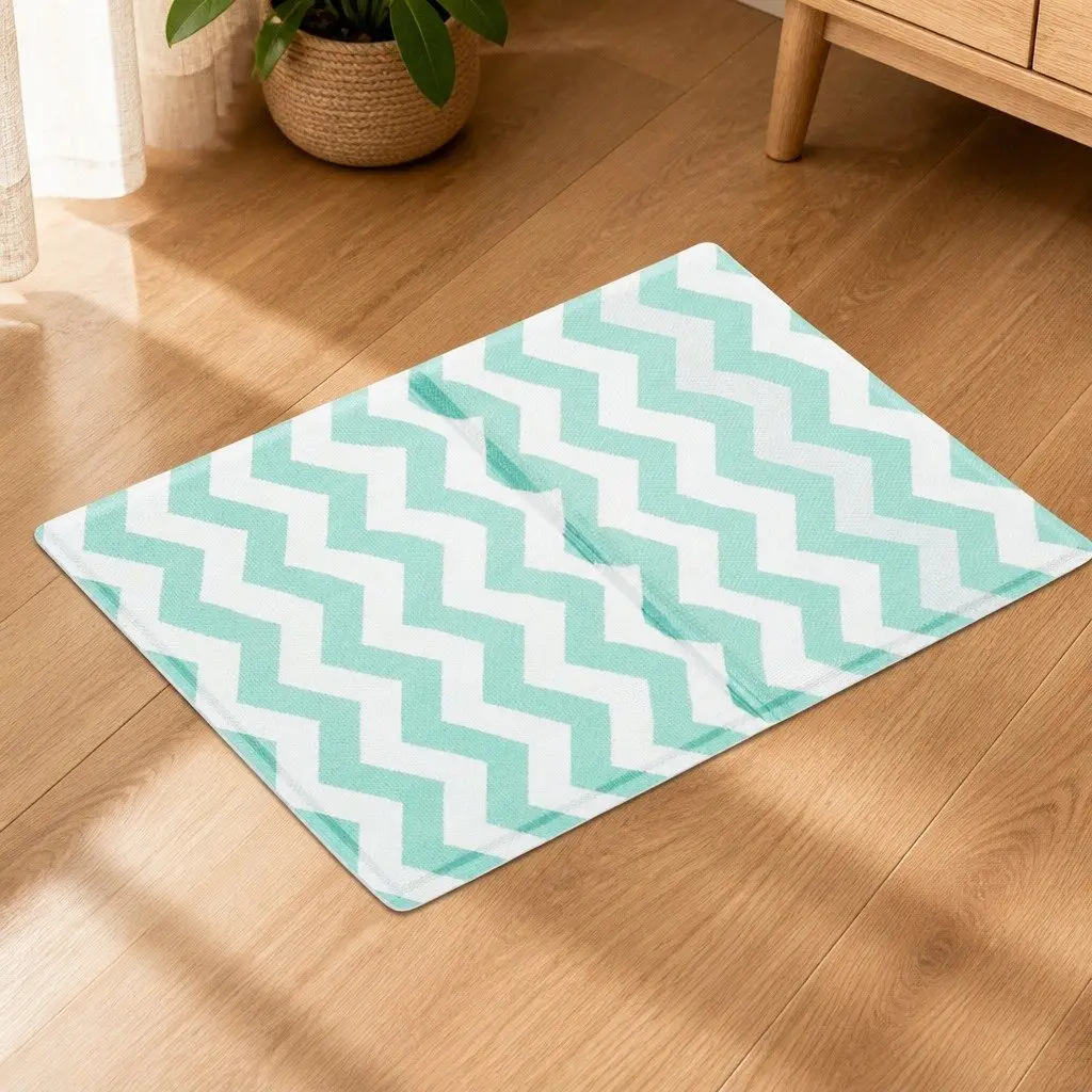 Pet Cooling Mat Small Green Textured Surface Foldable Portable