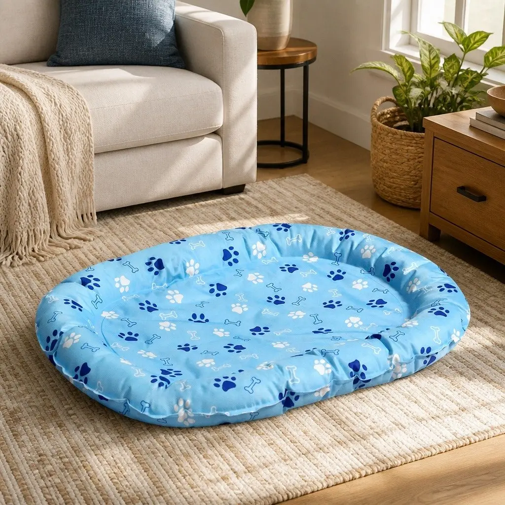 Pet Cooling Mat Small Blue Gel Padded Edge Support Waterproof Dirt Resistant