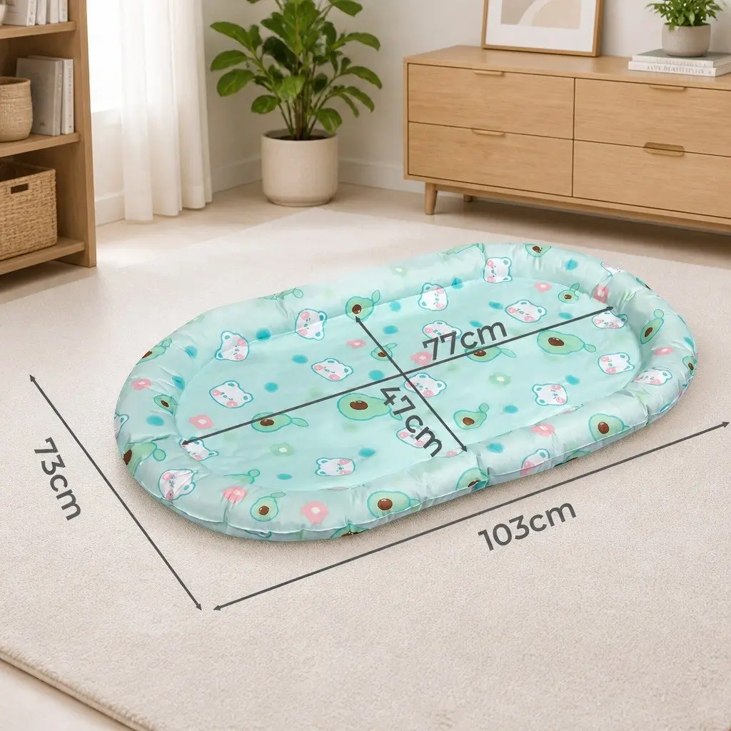 Pet Cooling Mat XL Green Rapid Cooling Gel Pad Waterproof Durable Support Pillow