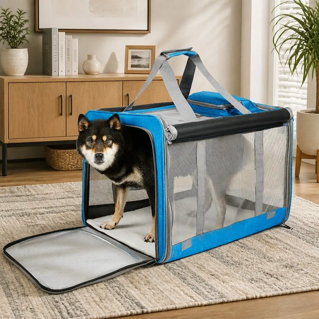 Pet Carrier Soft Crate 3 in 1 Shoulder Bag Dog Cat L Size Portable Foldable