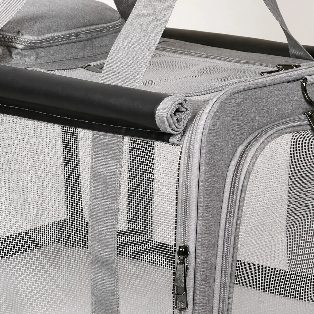 Pet Carrier Bag Portable Travel Crate M Size Grey