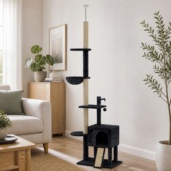 Cat Tree Scratching Post Hammock Condo Multi-Level Floor to Ceiling Climber