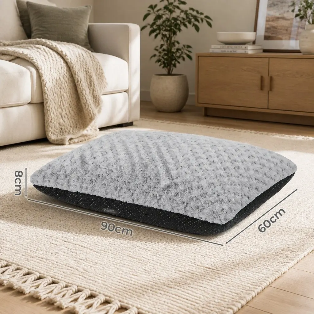 Dog Bed Joint Support Soft Plush Mattress 90cm x 60cm Grey