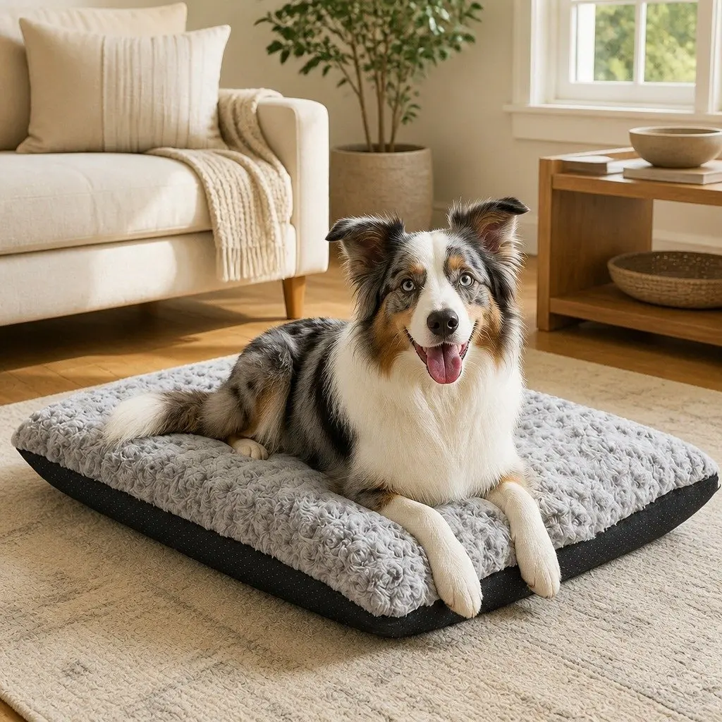 Dog Bed Joint Support Soft Plush Mattress 90cm x 60cm Grey