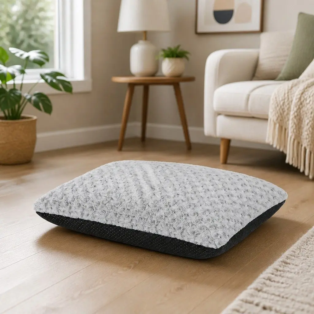 Dog Bed Joint Support Soft Plush Mattress 90cm x 60cm Grey
