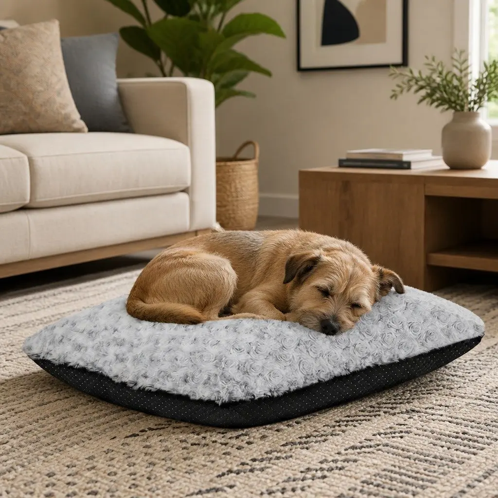 Dog Bed Soft Plush Mattress Joint Support 60cm Grey