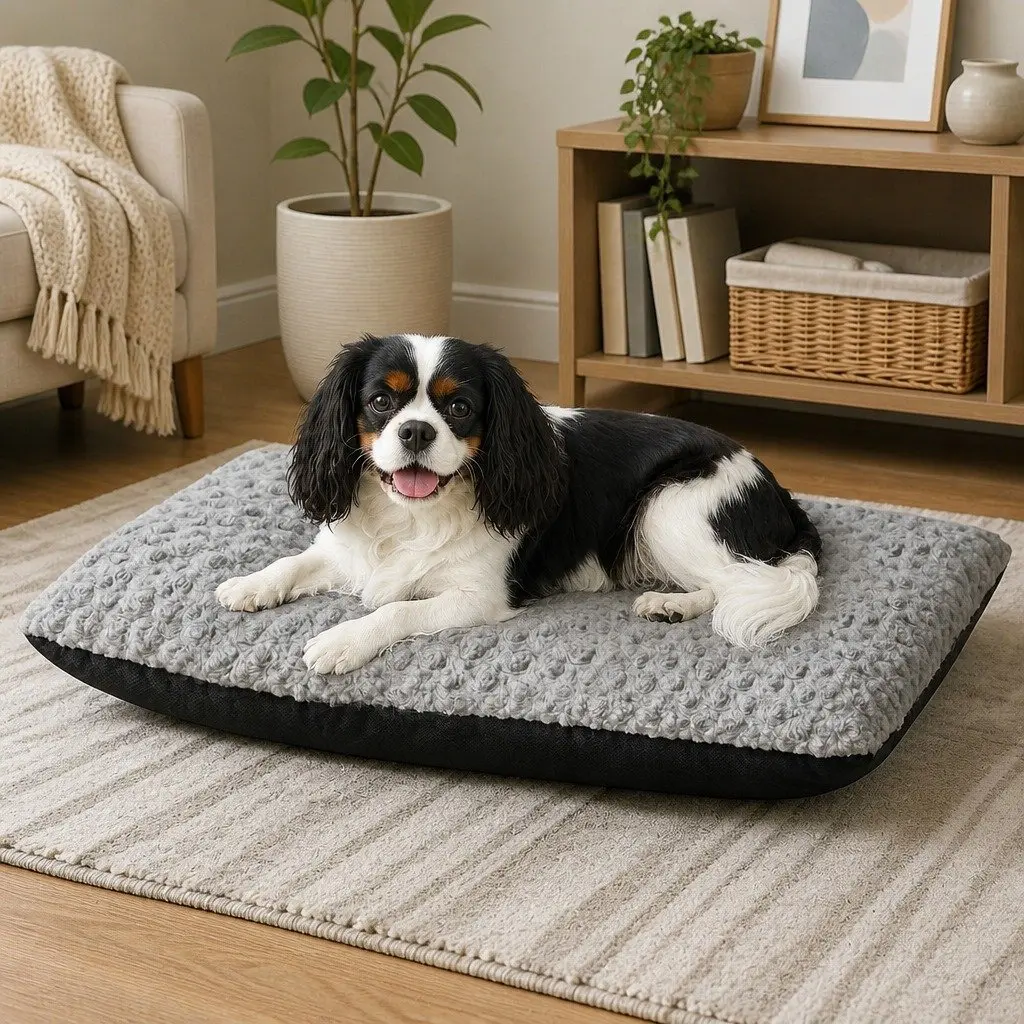 Dog Bed Soft Plush Mattress Joint Support 60cm Grey