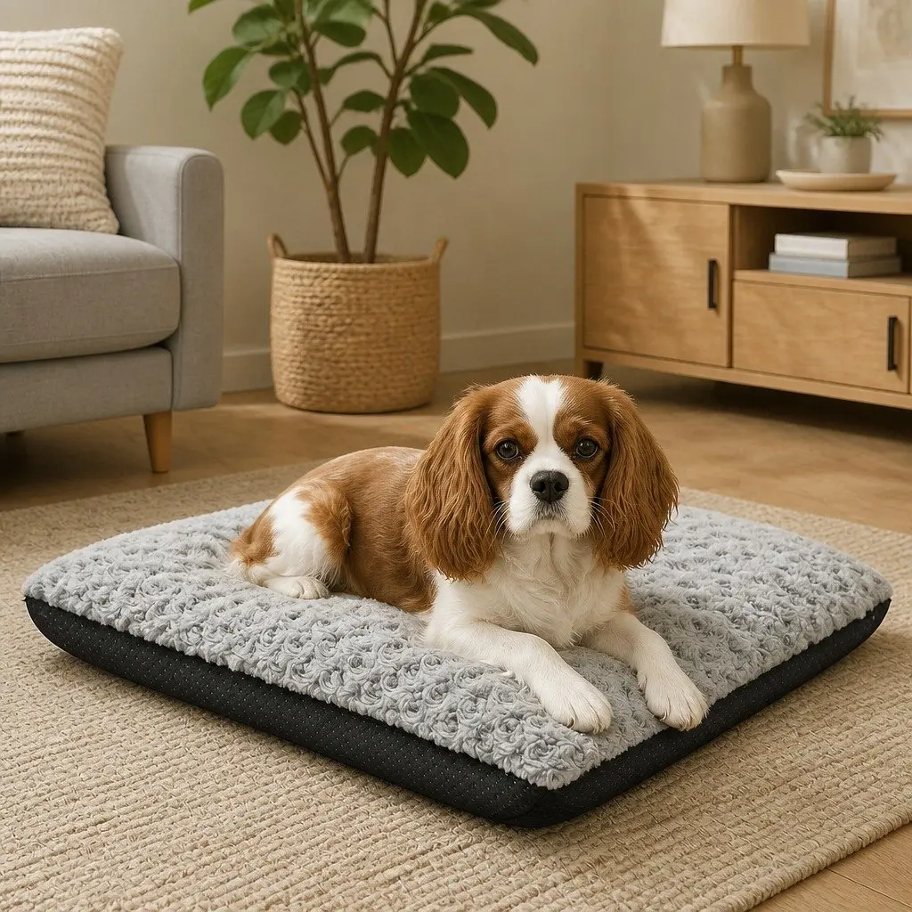 Dog Bed Soft Plush Mattress Joint Support 60cm Grey