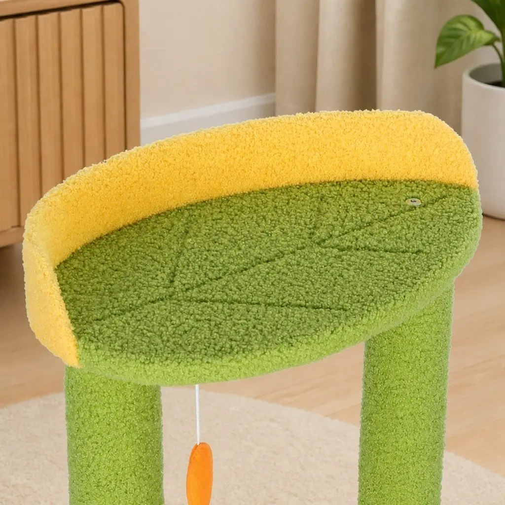 Cat Tree Multi-Level Scratching Climbing Tower Playhouse 48cm L x 40cm W x 100cm H Green
