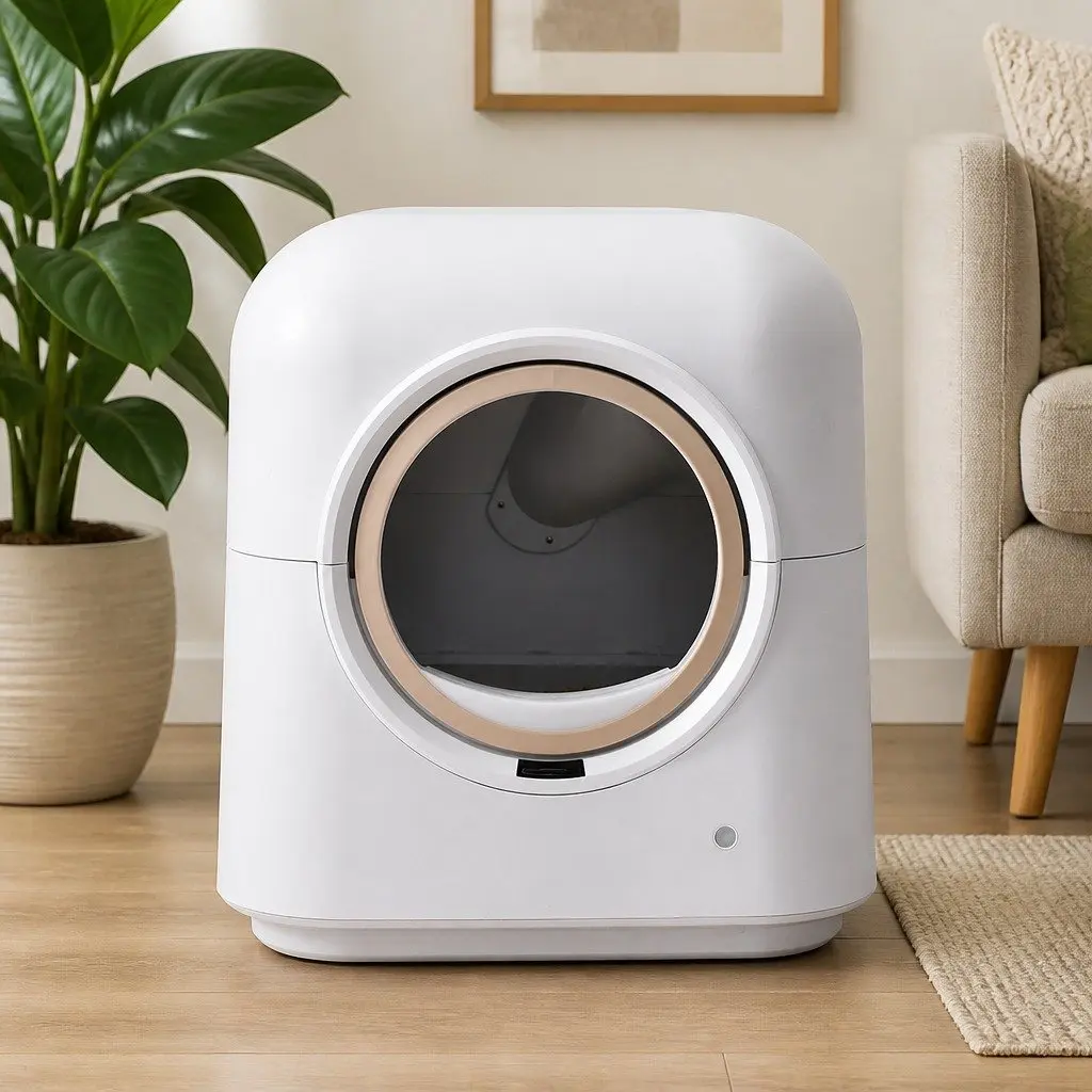 Automatic Cat Litter Box Self-Cleaning Wi-Fi Enabled 54.5cm White