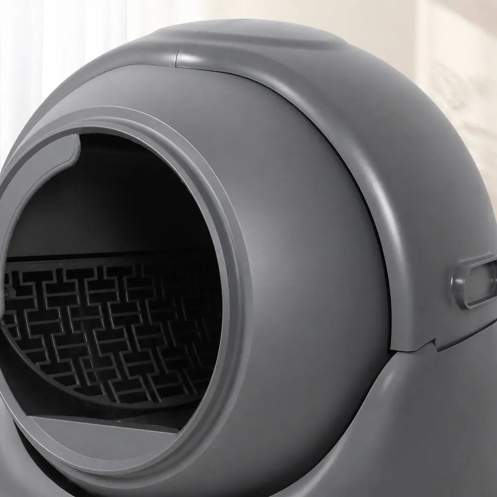 Self Cleaning Cat Litter Box Automatic Sifting APP Control 25cm Entrance Grey