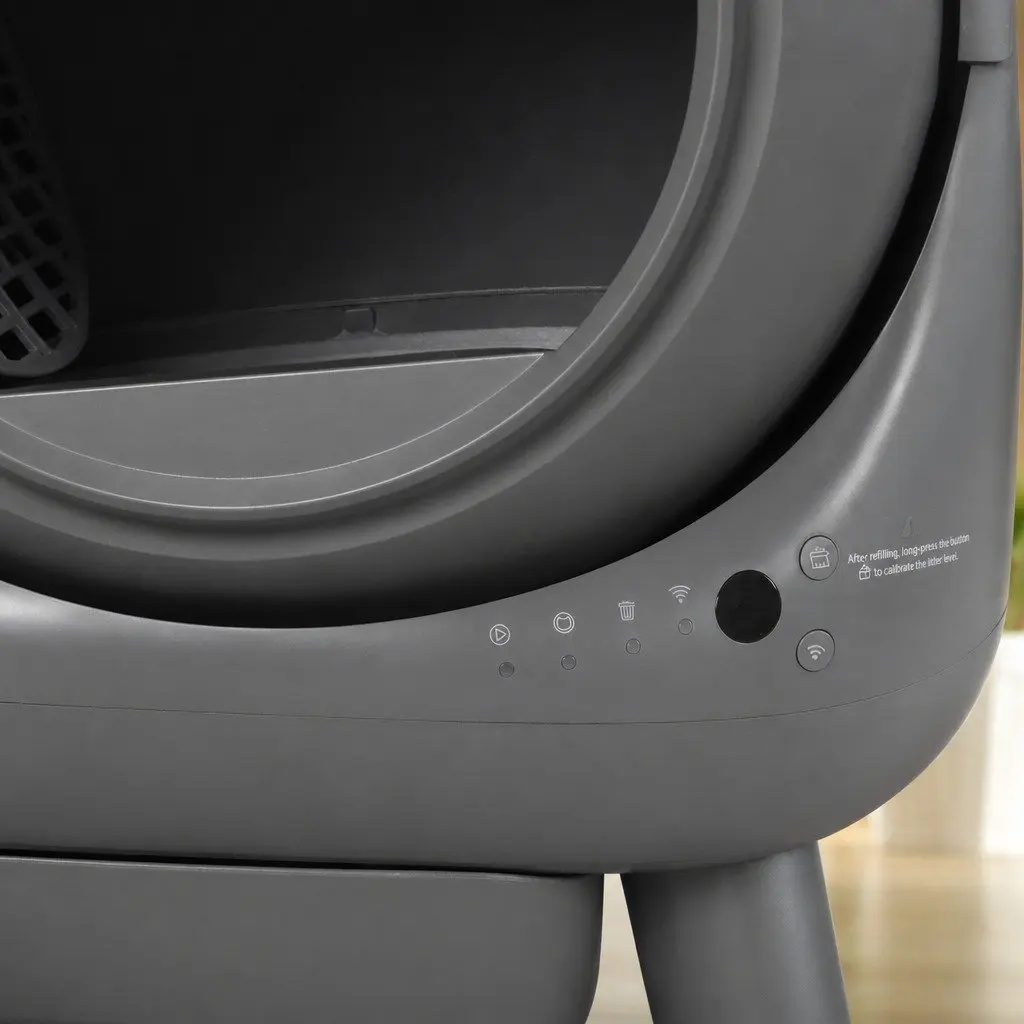 Self Cleaning Cat Litter Box Automatic Sifting APP Control 25cm Entrance Grey