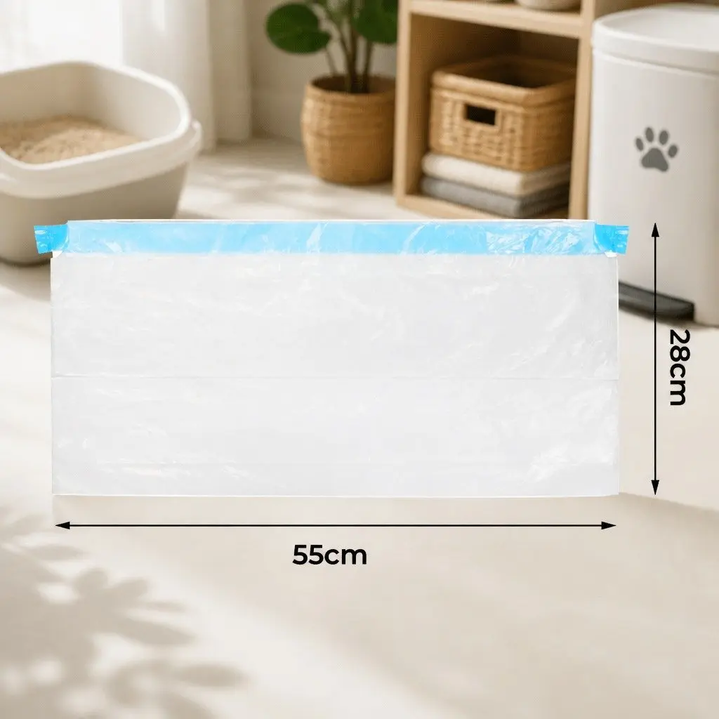 Waste Bags Disposable Pet Litter Box Garbage Bags 55cm x 28cm White 6 Rolls