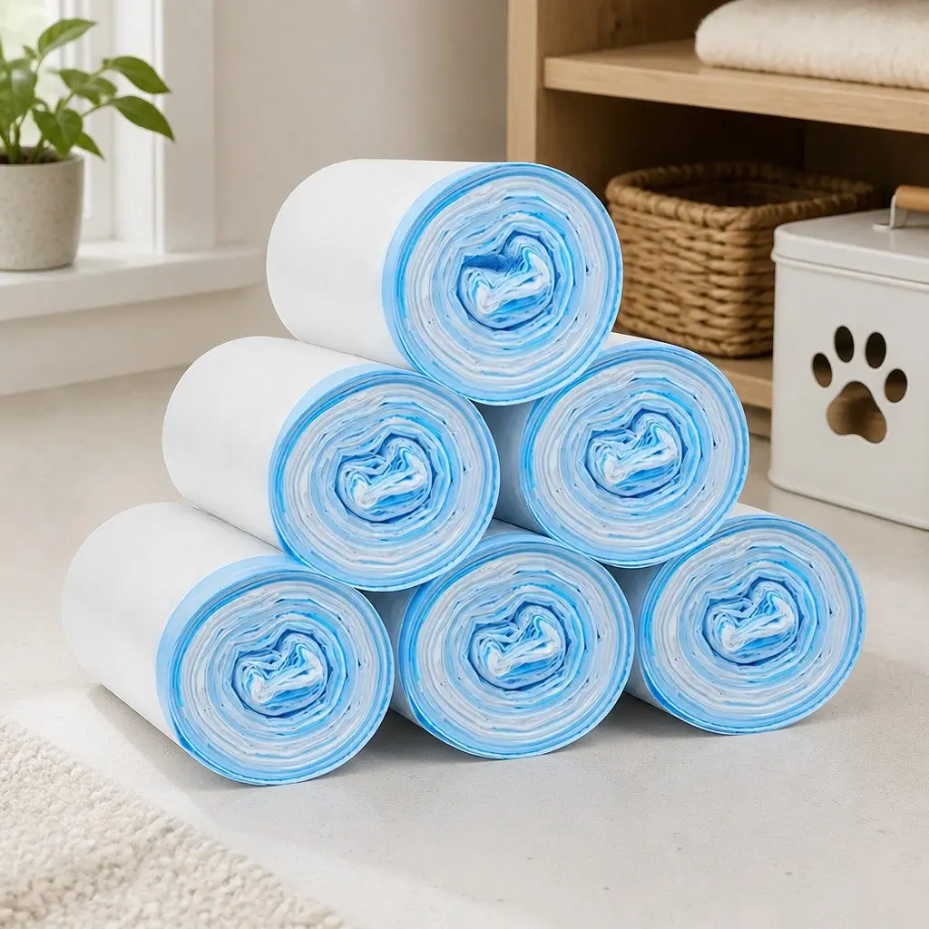 Waste Bags Disposable Pet Litter Box Garbage Bags 55cm x 28cm White 6 Rolls