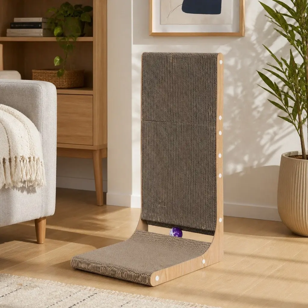 Cat Scratching Board L-Shaped Resting Toy 41cm x 29cm x 68cm Brown