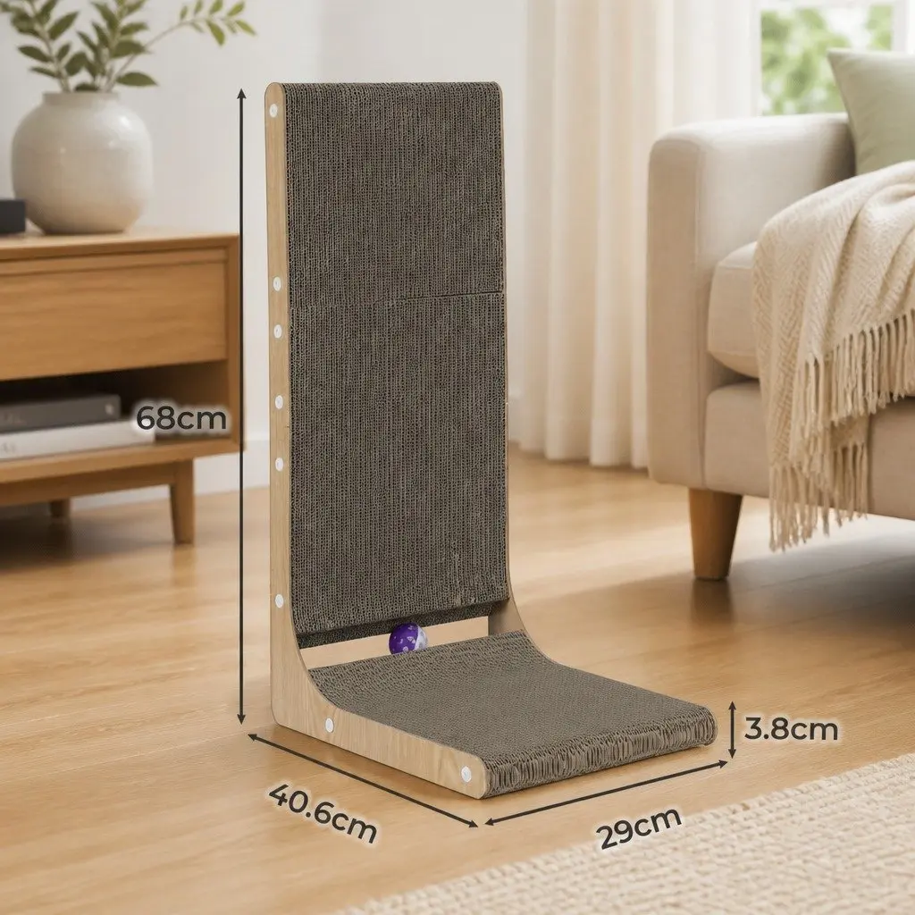 Cat Scratching Board L-Shaped Resting Toy 41cm x 29cm x 68cm Brown