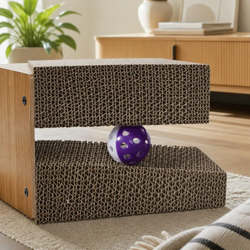 Cat Scratching Board L-Shaped Resting Toy 41cm x 29cm x 68cm Brown