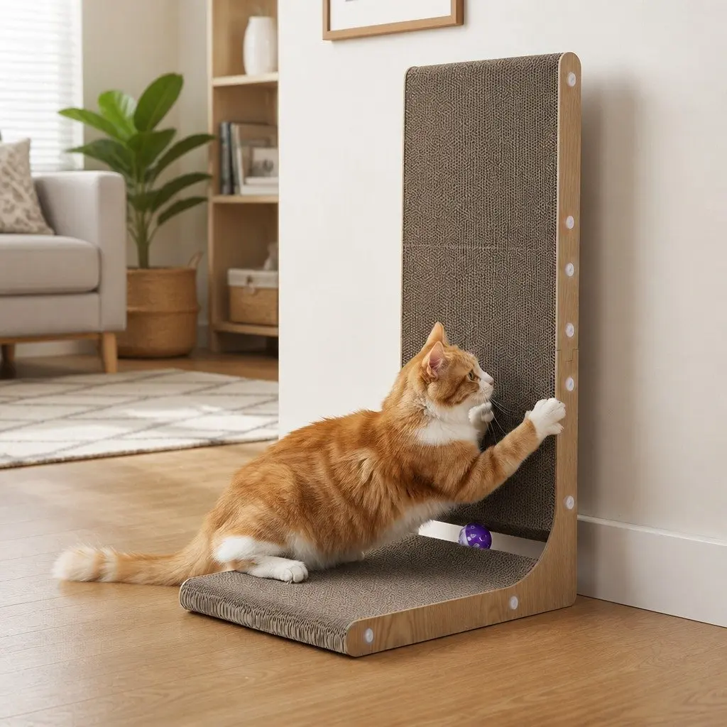 Cat Scratching Board L-Shaped Resting Toy 41cm x 29cm x 68cm Brown