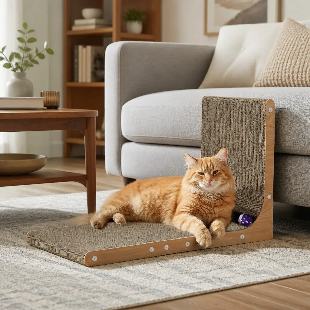 Cat Scratching Board L-Shaped Resting Toy 41cm x 29cm x 68cm Brown