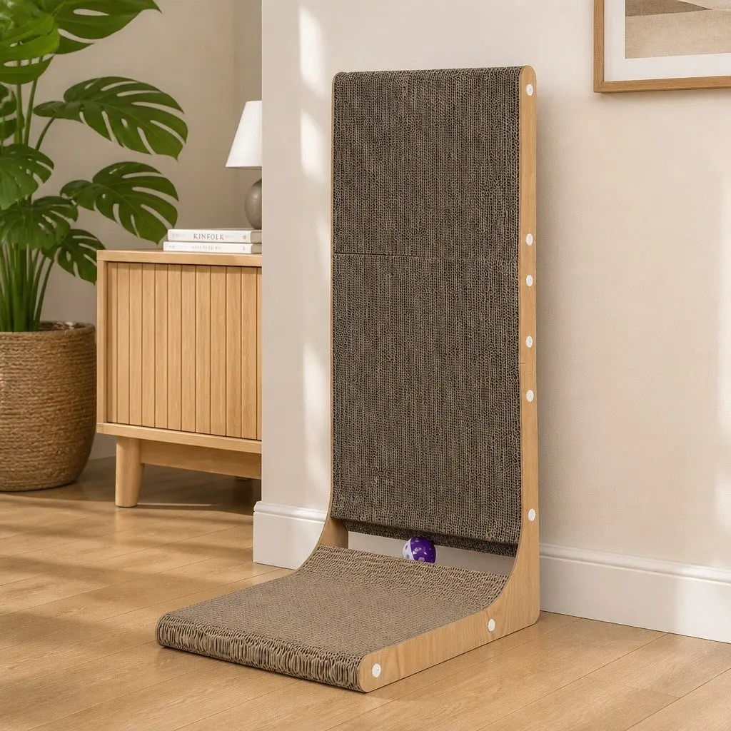 Cat Scratching Board L-Shaped Resting Toy 41cm x 29cm x 68cm Brown