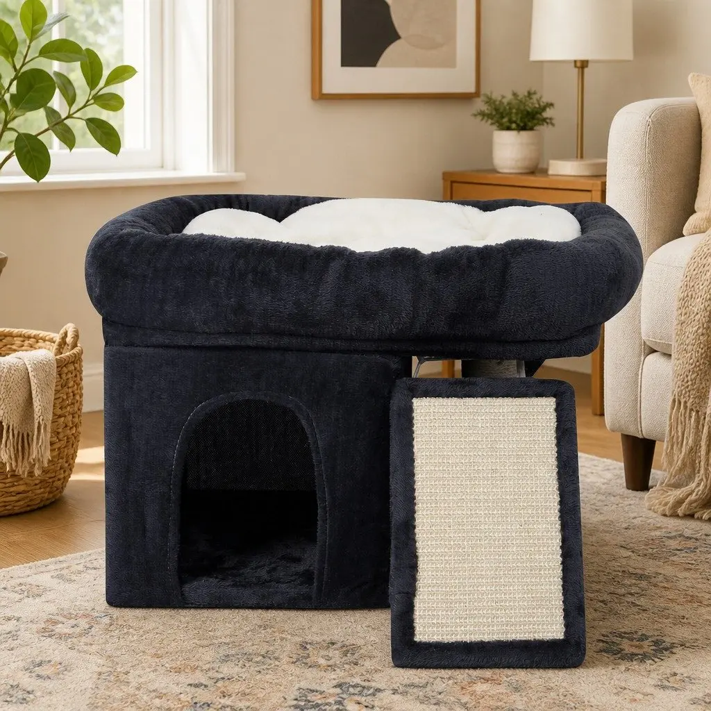 Cat Tree Large Perch Bed 50x40cm Dark Grey Scratching Post Tower