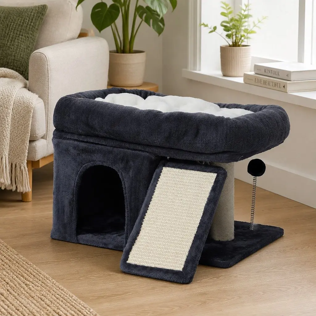 Cat Tree Large Perch Bed 50x40cm Dark Grey Scratching Post Tower