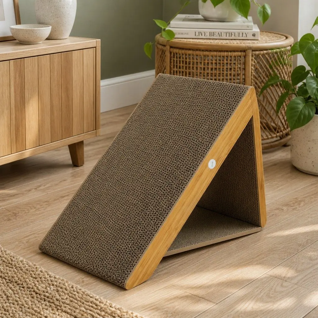 Cat Scratcher Board House-Style Cardboard Lounger with Hideaway Tunnel Play Bed