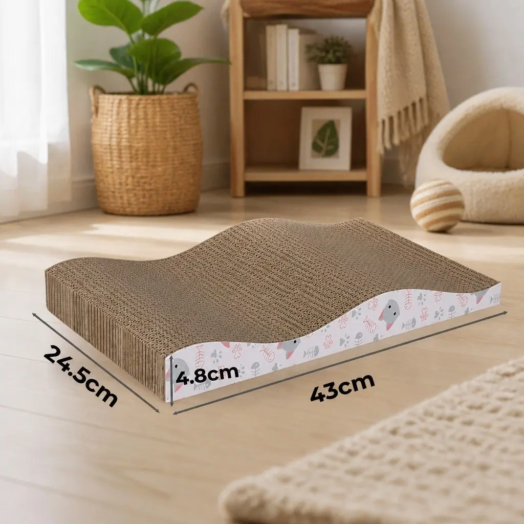 Cat Scratching Board Bed 4-Pack Curved Design Reversible Cardboard Pet Furniture