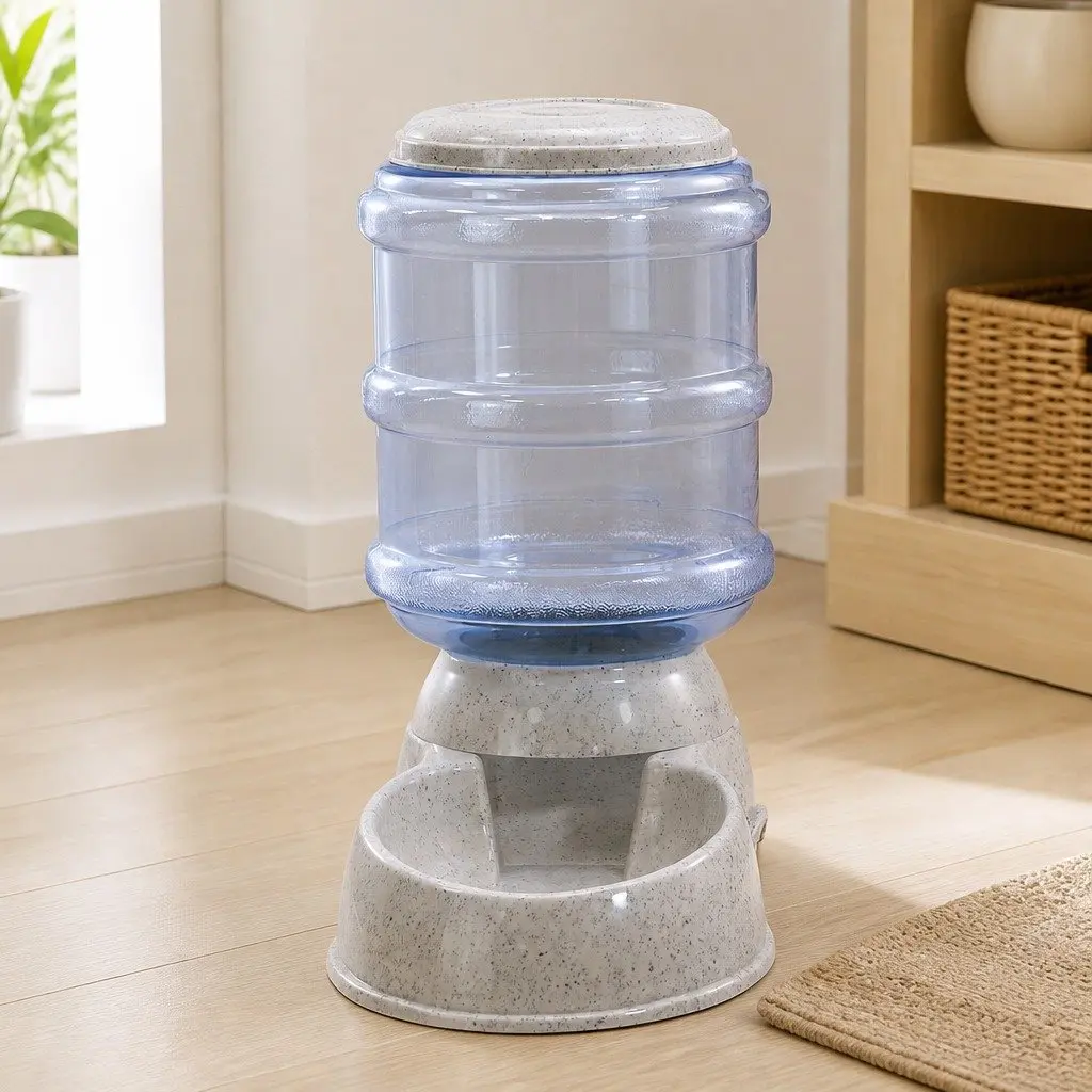 Automatic Pet Feeder Water Dispenser 3.5L Gravity System for Cats and Small Dogs Grey