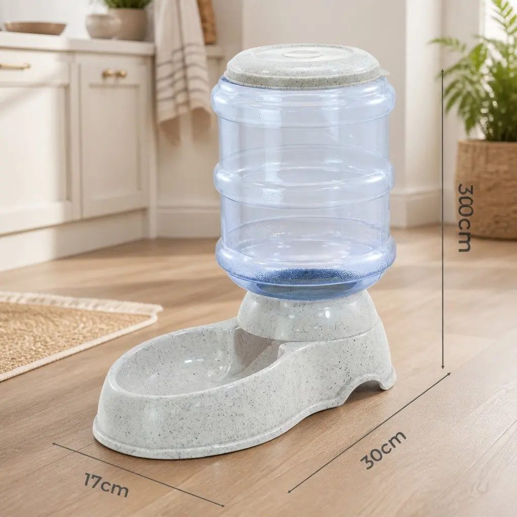 Automatic Pet Feeder Water Dispenser 3.5L Gravity System for Cats and Small Dogs Grey