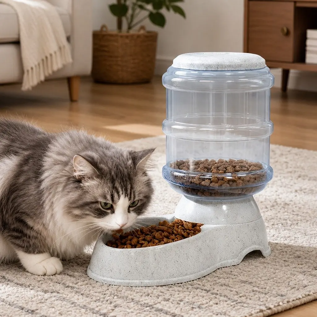 Automatic Pet Feeder Water Dispenser 3.5L Gravity System for Cats and Small Dogs Grey