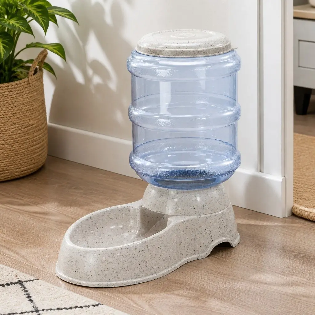 Automatic Pet Feeder Water Dispenser 3.5L Gravity System for Cats and Small Dogs Grey