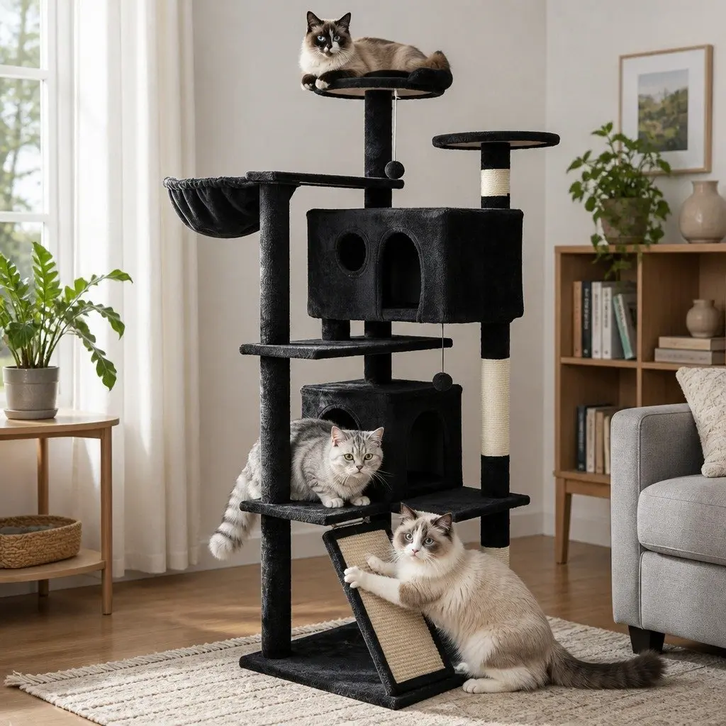 Cat Tree Multi-Level Activity Centre 145cm Dark Grey