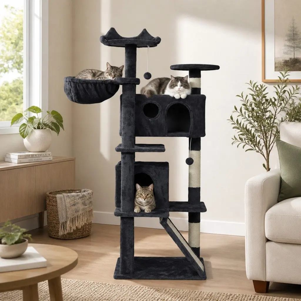 Cat Tree Multi-Level Activity Centre 145cm Dark Grey