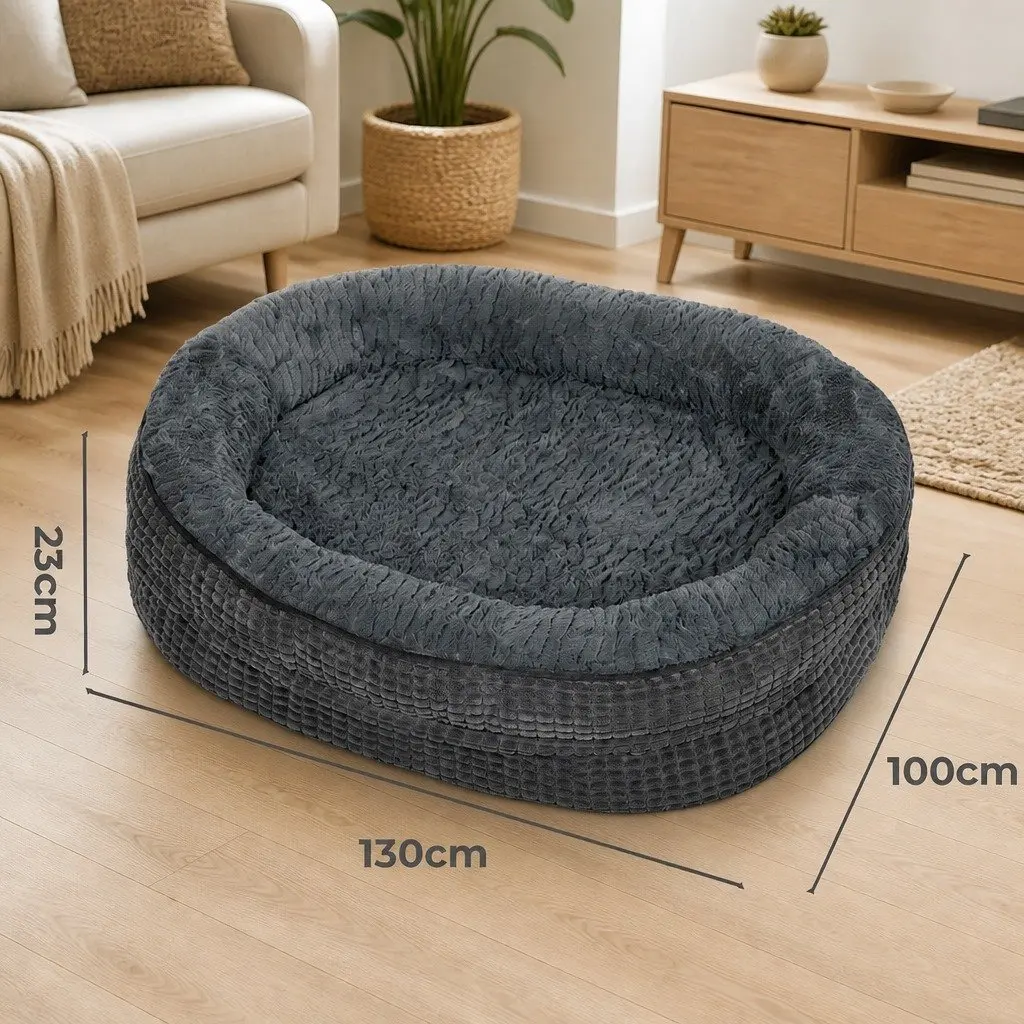 Orthopedic Plush Dog Bed Soft Washable Pet Cushion Bolstered Grey XXXL