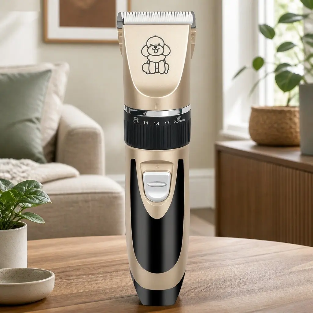 Pet Clipper Cordless Dog Cat Grooming Trimmer Kit Adjustable Blade 20cm Gold