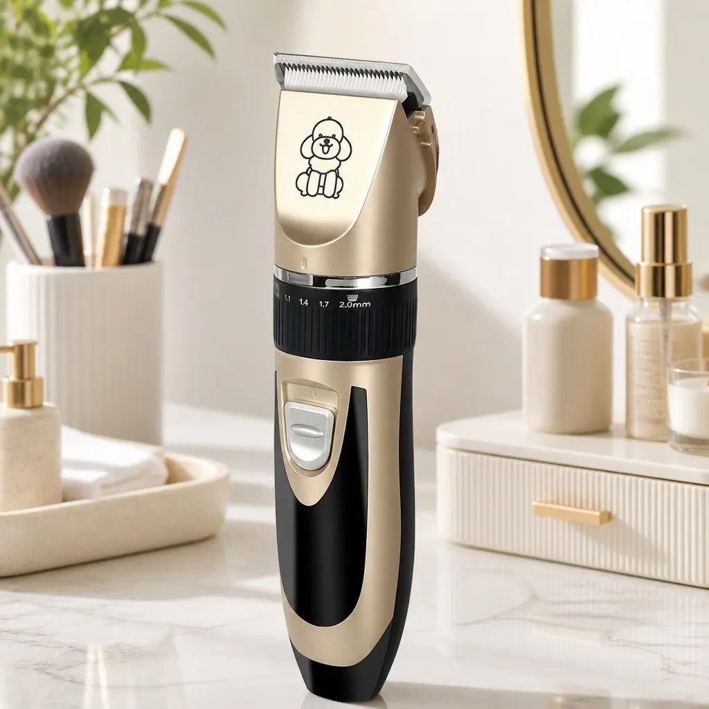Pet Clipper Cordless Dog Cat Grooming Trimmer Kit Adjustable Blade 20cm Gold