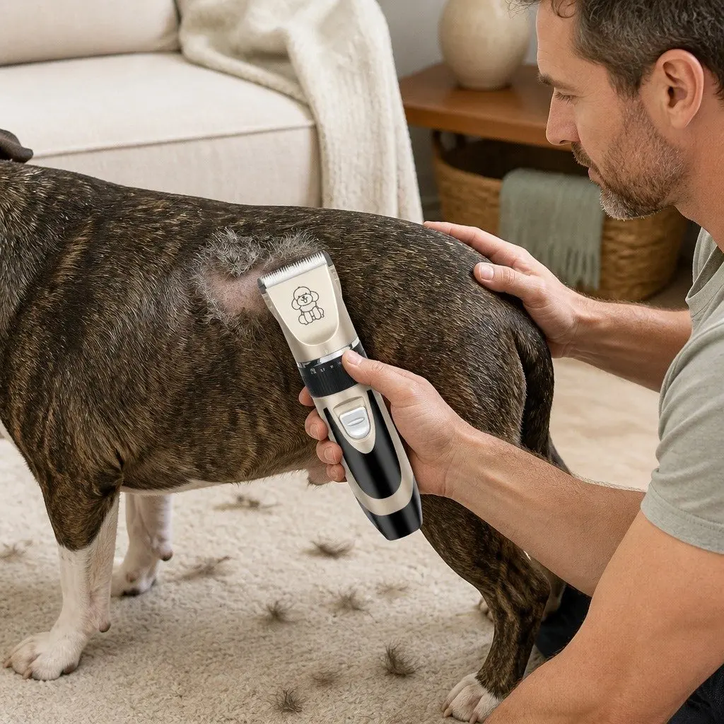 Pet Clipper Cordless Dog Cat Grooming Trimmer Kit Adjustable Blade 20cm Gold