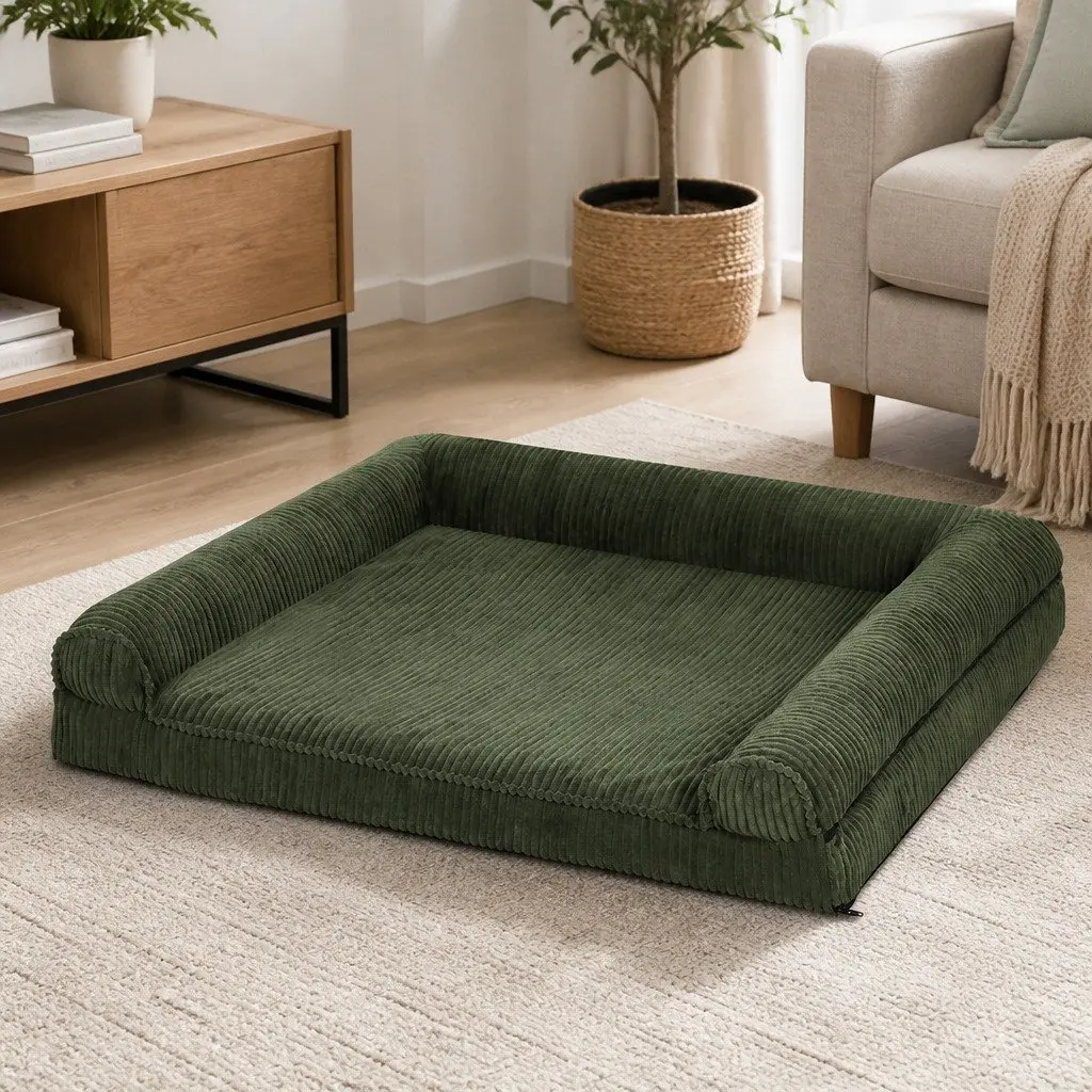 Dog Bed Orthopedic Mat Indoor 90cm x 60cm Green Non Slip Cushion