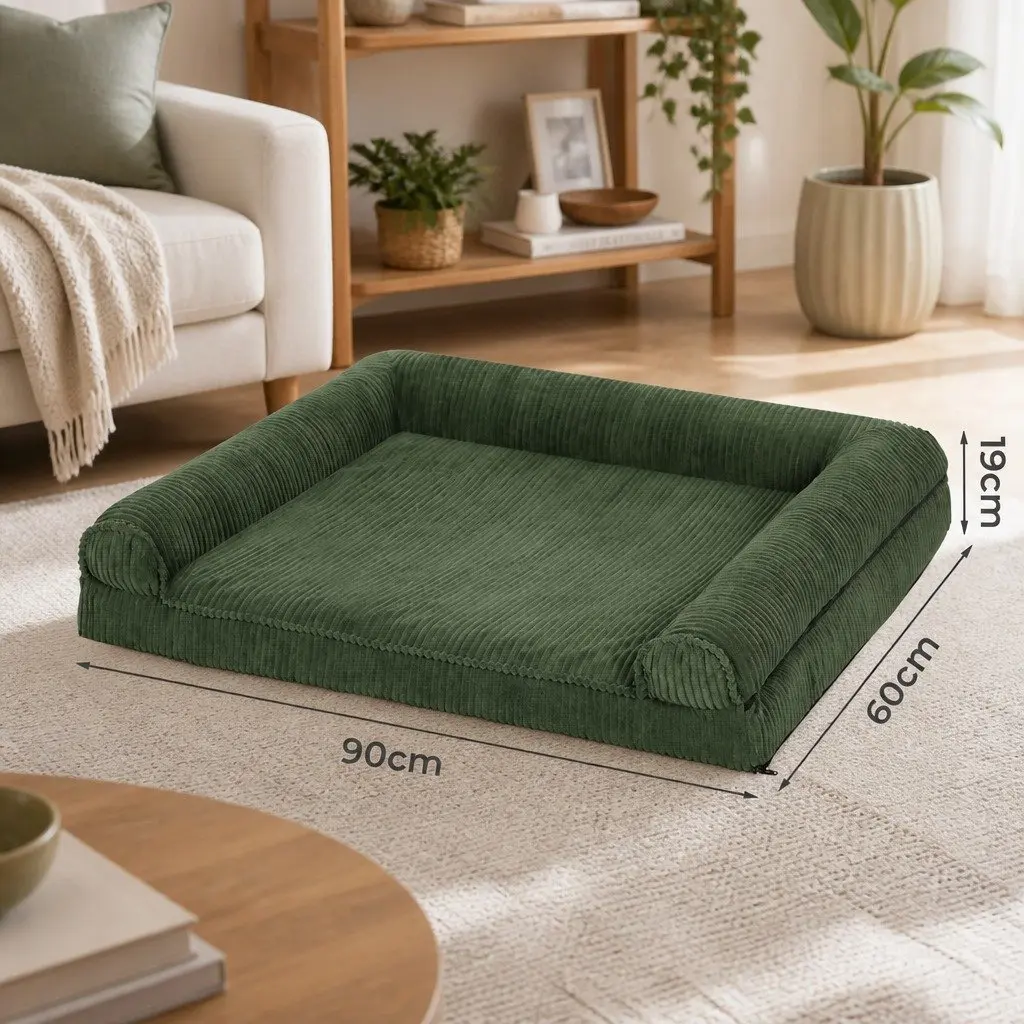 Dog Bed Orthopedic Mat Indoor 90cm x 60cm Green Non Slip Cushion